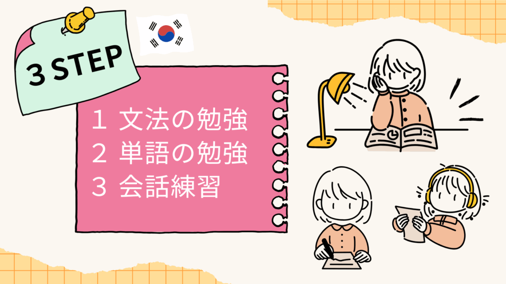 Korean study, 3steps